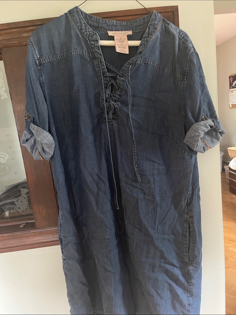 Philosophy Indigo Lace-Up Denim Tunic